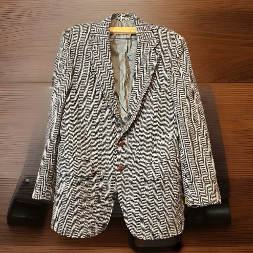 Vintage 90s Levis Grey Plaid Wool Double Button Jacket Large